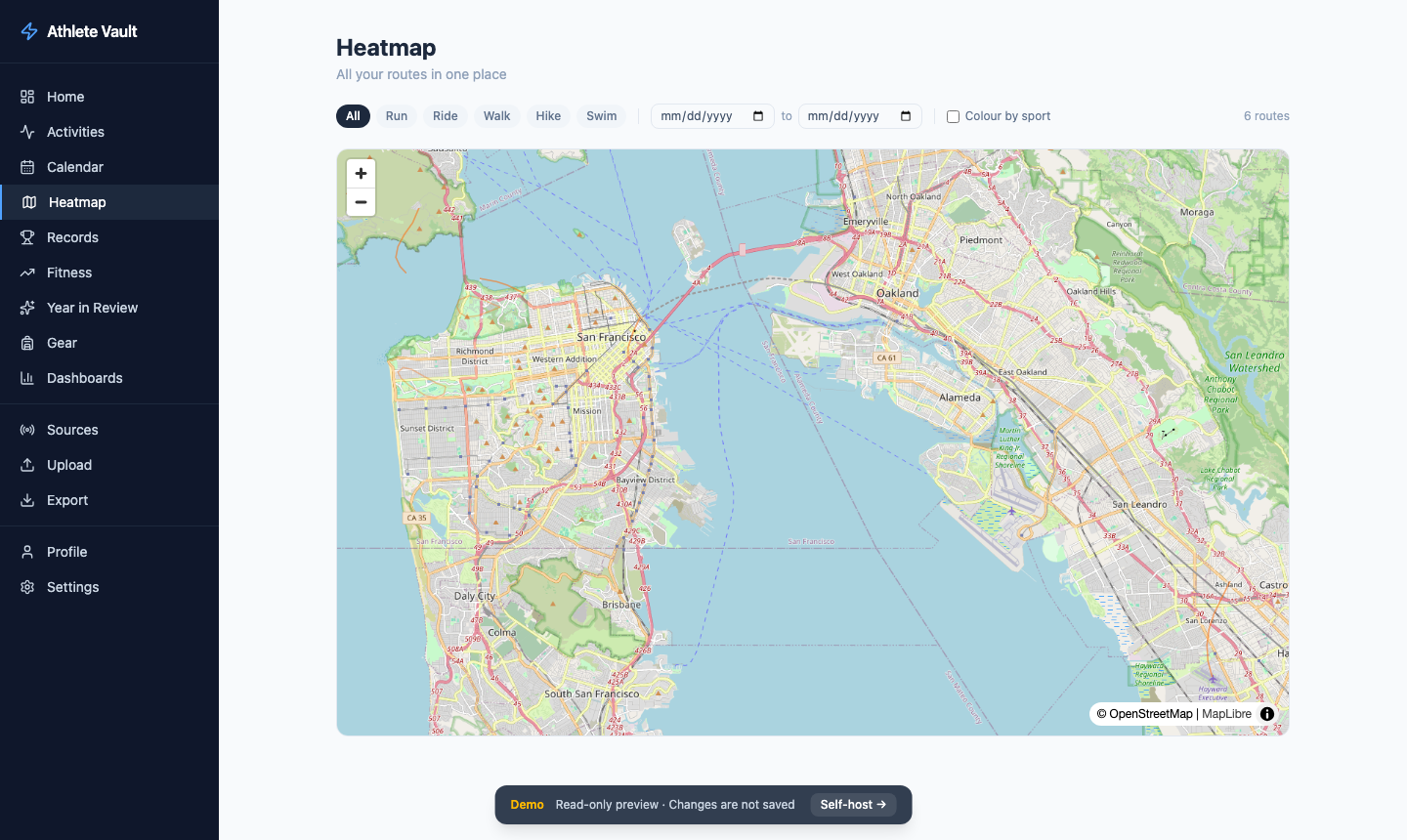 GPS heatmap of all routes
